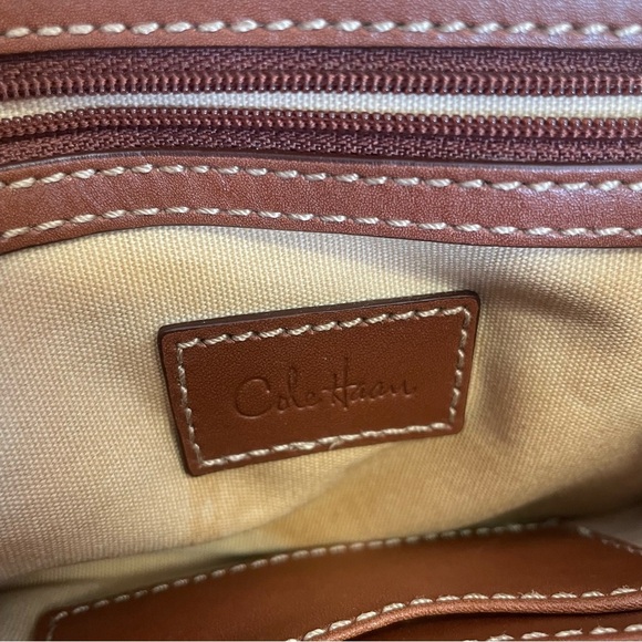 Cole Haan woven clutch hand bag tan color - Picture 8 of 11